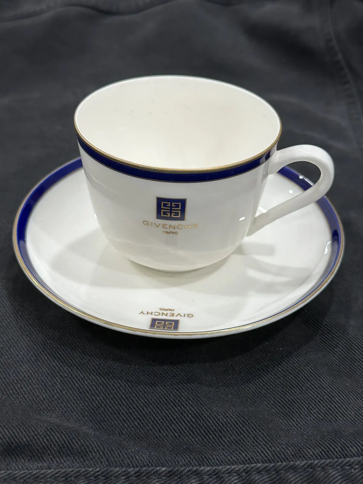 Rare - Vintage Tea Cups - NEW 70s Givenchy Paris- Hand Painted