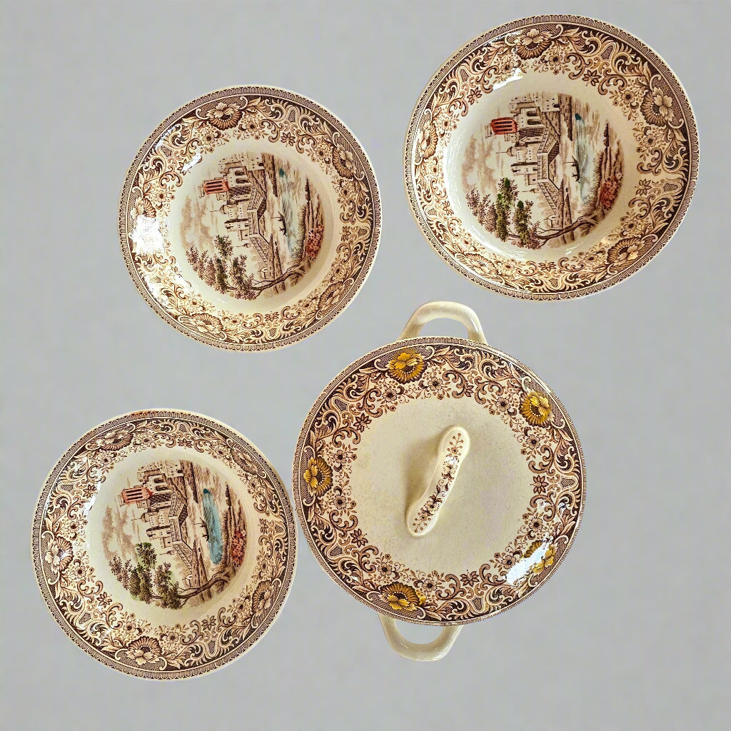 Hand Painted Decorative Plates and Serving Pot