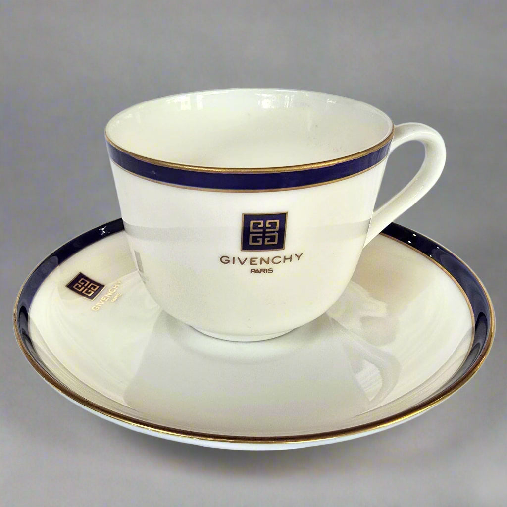 Rare - Vintage Tea Cups - NEW 70s Givenchy Paris- Hand Painted