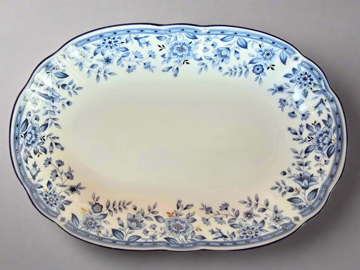 Rare Giovanni Valentino Oval Plate Blue Floral Oval Serving Plate