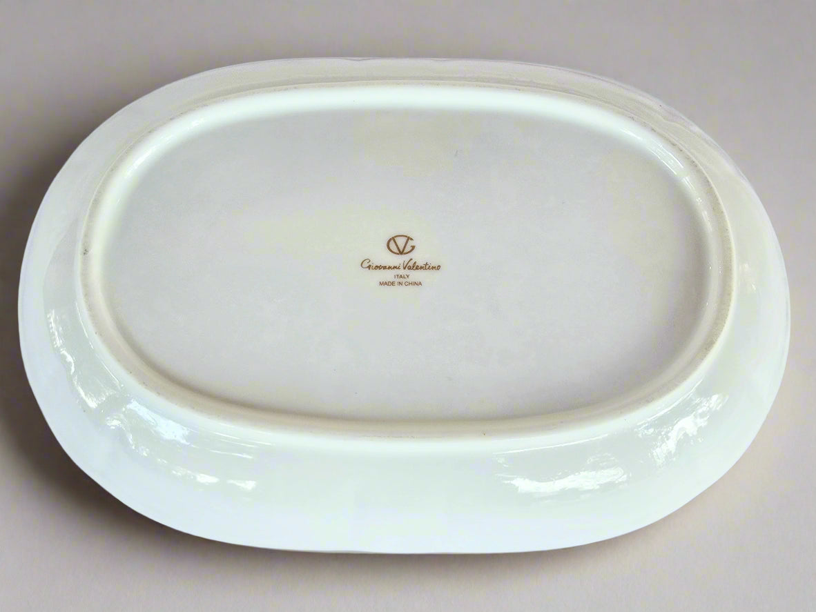 Rare Giovanni Valentino Oval Plate Blue Floral Oval Serving Plate