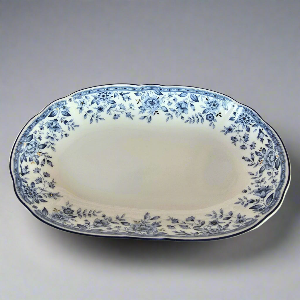Rare Giovanni Valentino Oval Plate Blue Floral Oval Serving Plate