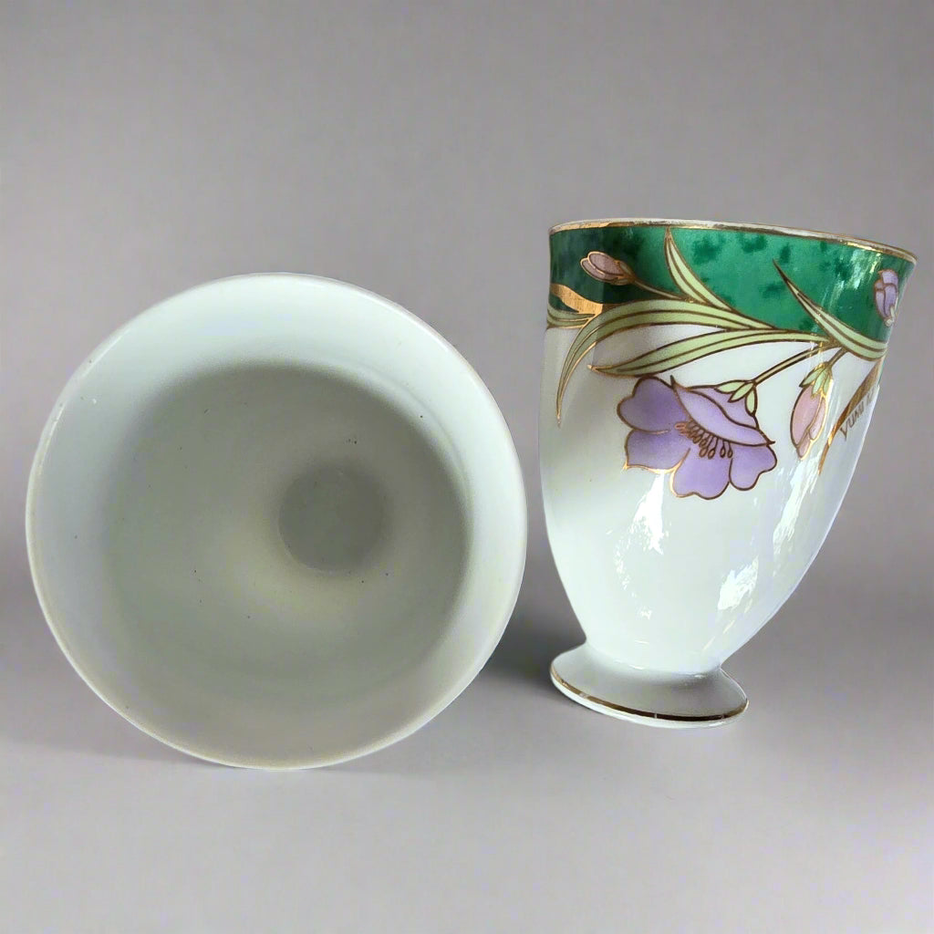 Yumi Katsura Paris London New York by Yamaka Porcelain Footed Tea Cup and Saucer Set of 2 Blue and Purple