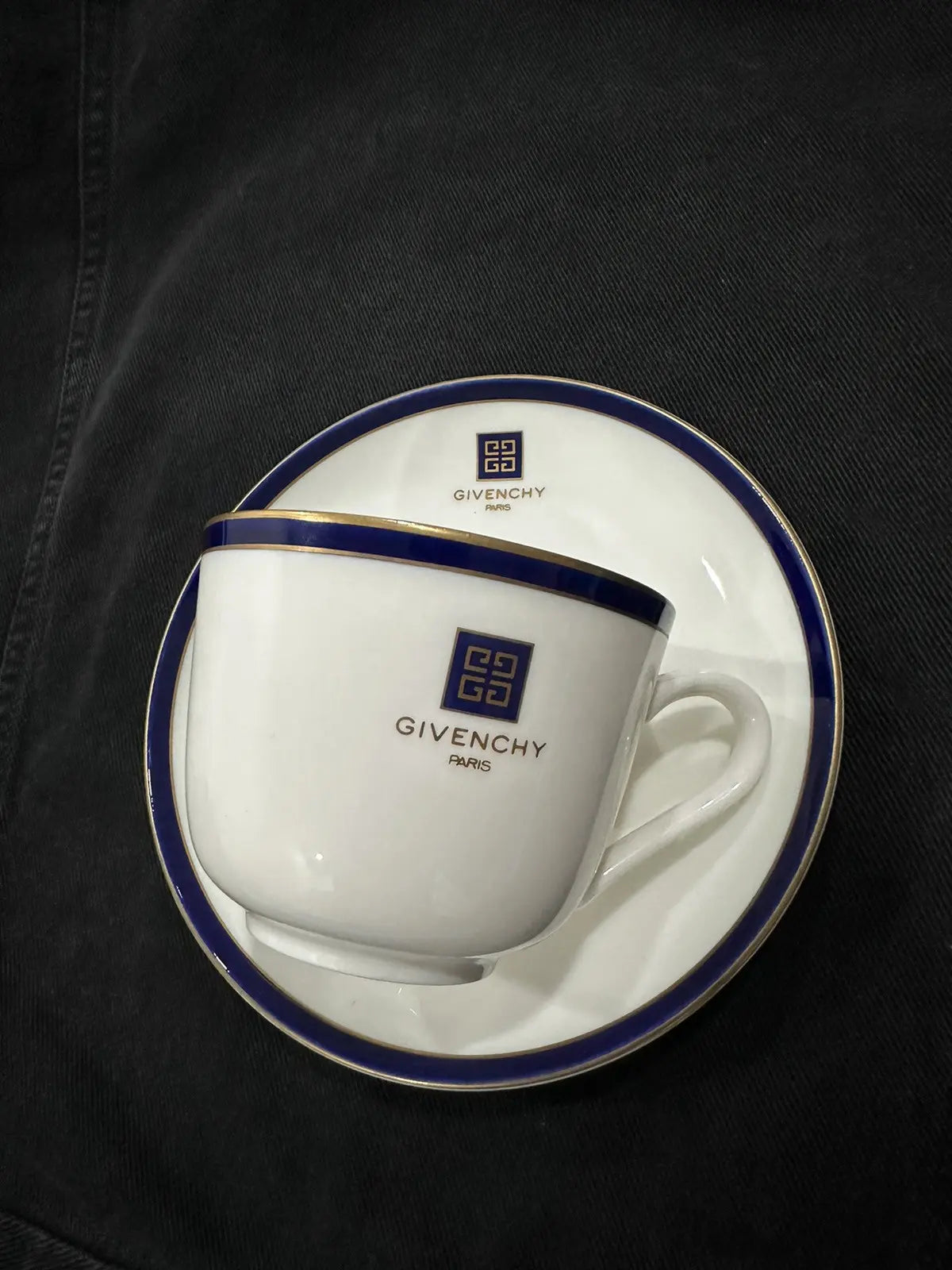 Rare - Vintage Tea Cups - NEW 70s Givenchy Paris- Hand Painted