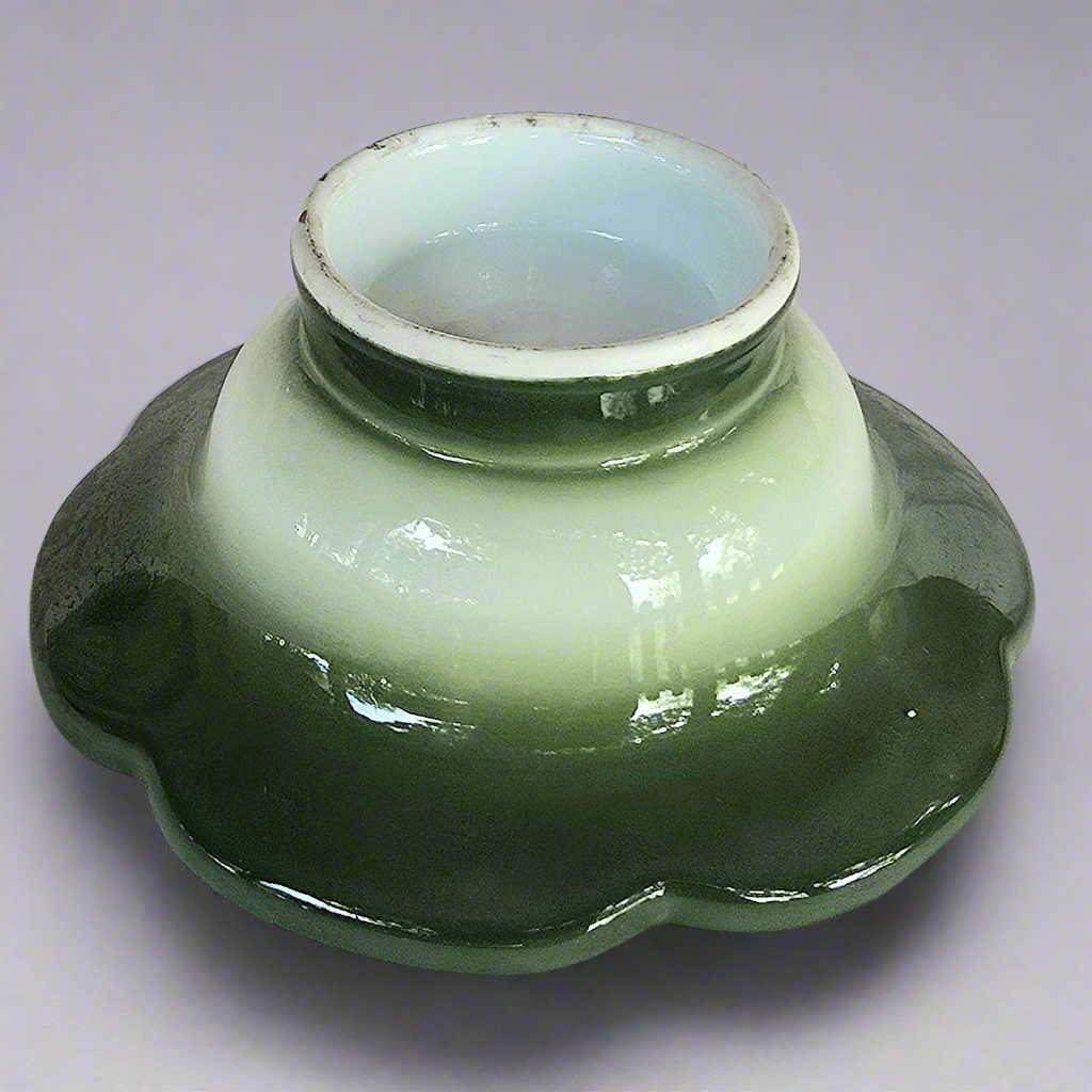 Flower-Shaped Green Flower Japanese Handmade Ceramic Bowl