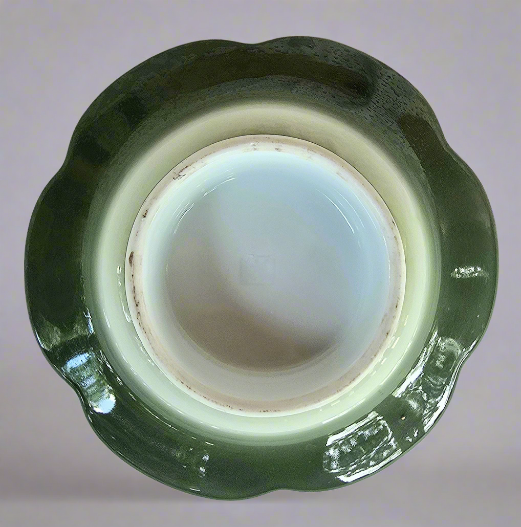 Flower-Shaped Green Flower Japanese Handmade Ceramic Bowl