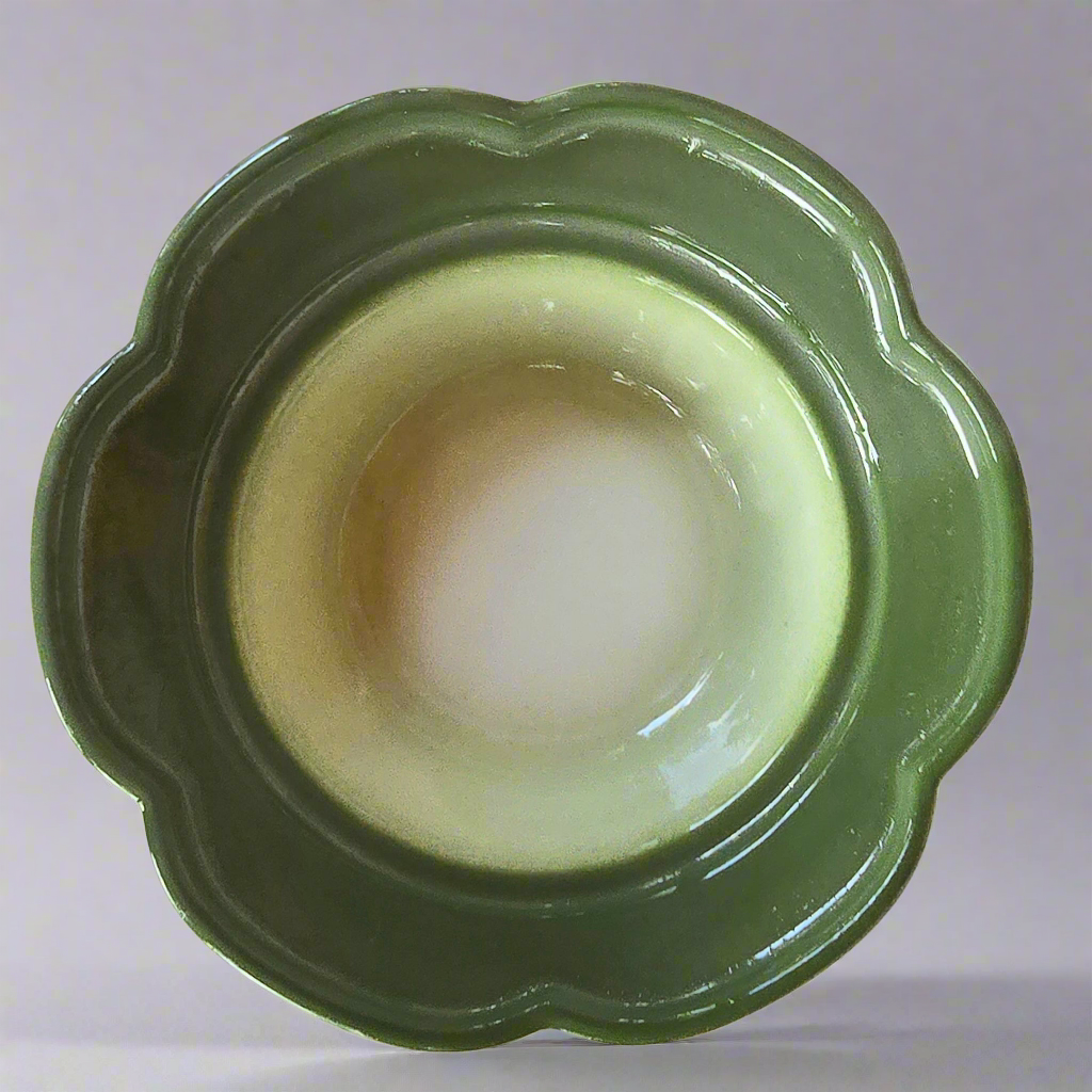 Flower-Shaped Green Flower Japanese Handmade Ceramic Bowl