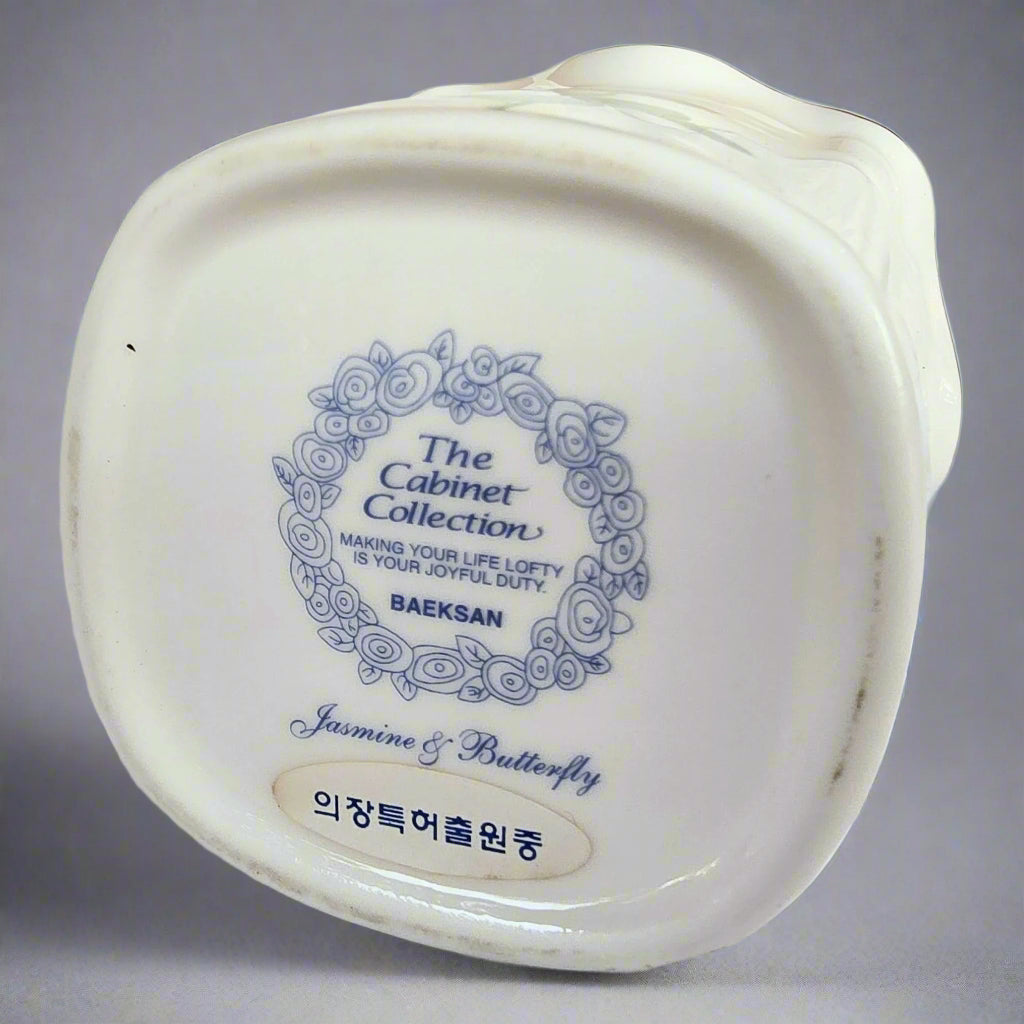 Korean Vintage Red Rose Ceramic Basket Vase with Handle t