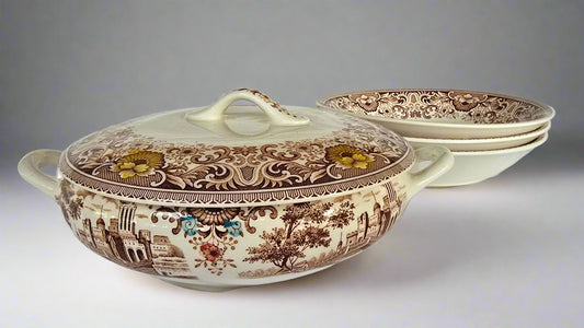 Hand Painted Decorative Plates and Serving Pot