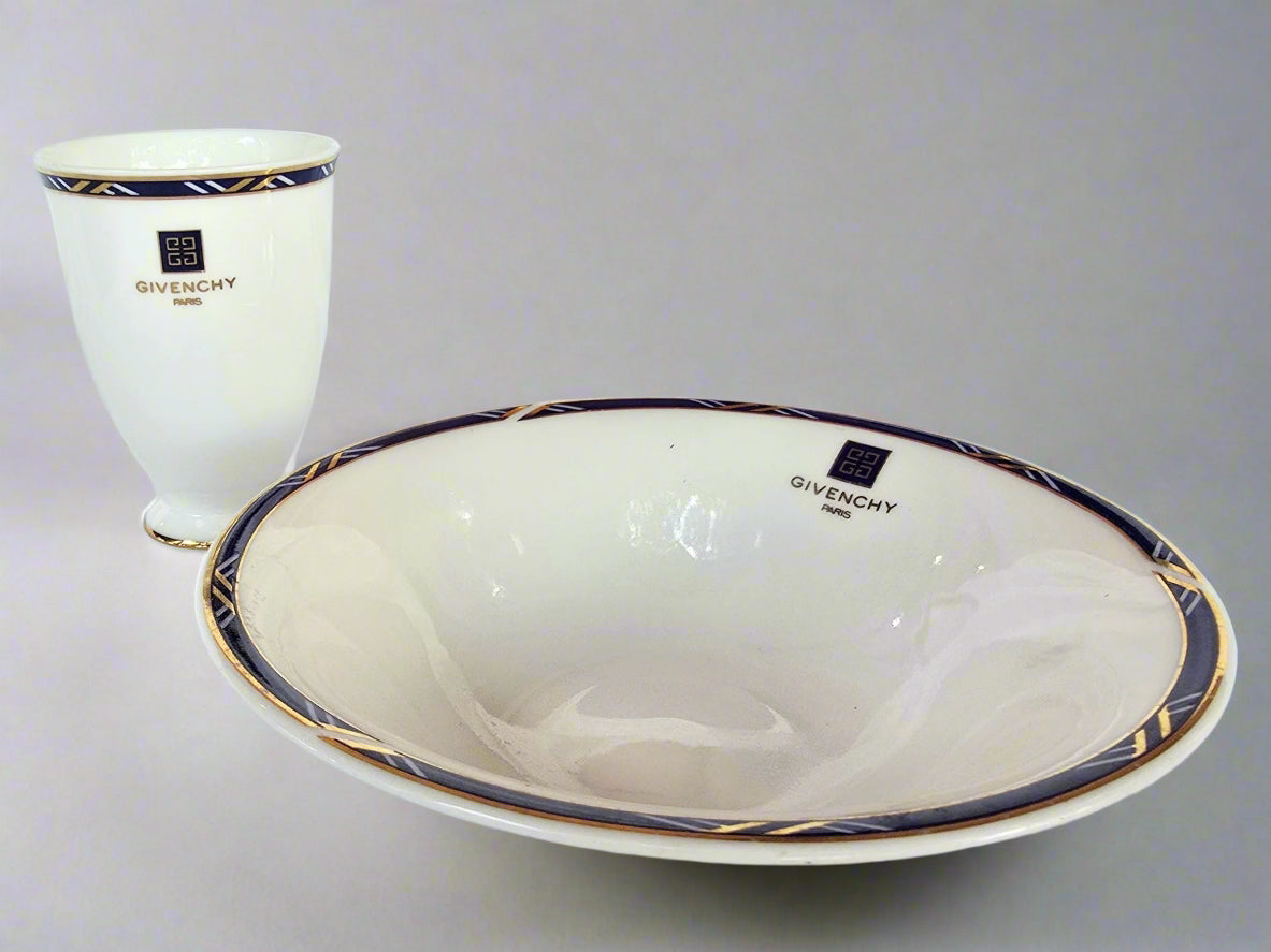 Vintage Givenchy Paris Yamaka International Japan Footed Cup with 24k Gold Trim