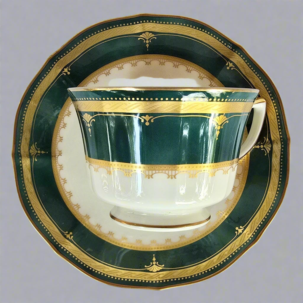 Noritake Ivory China Solemn Emerald Tea Set, Dark Green, Gold, Set of 4