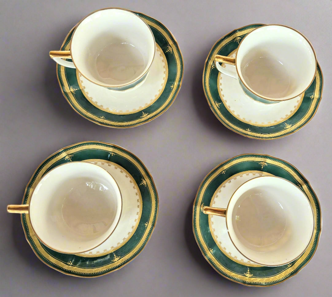 Noritake Ivory China Solemn Emerald Tea Set, Dark Green, Gold, Set of 4