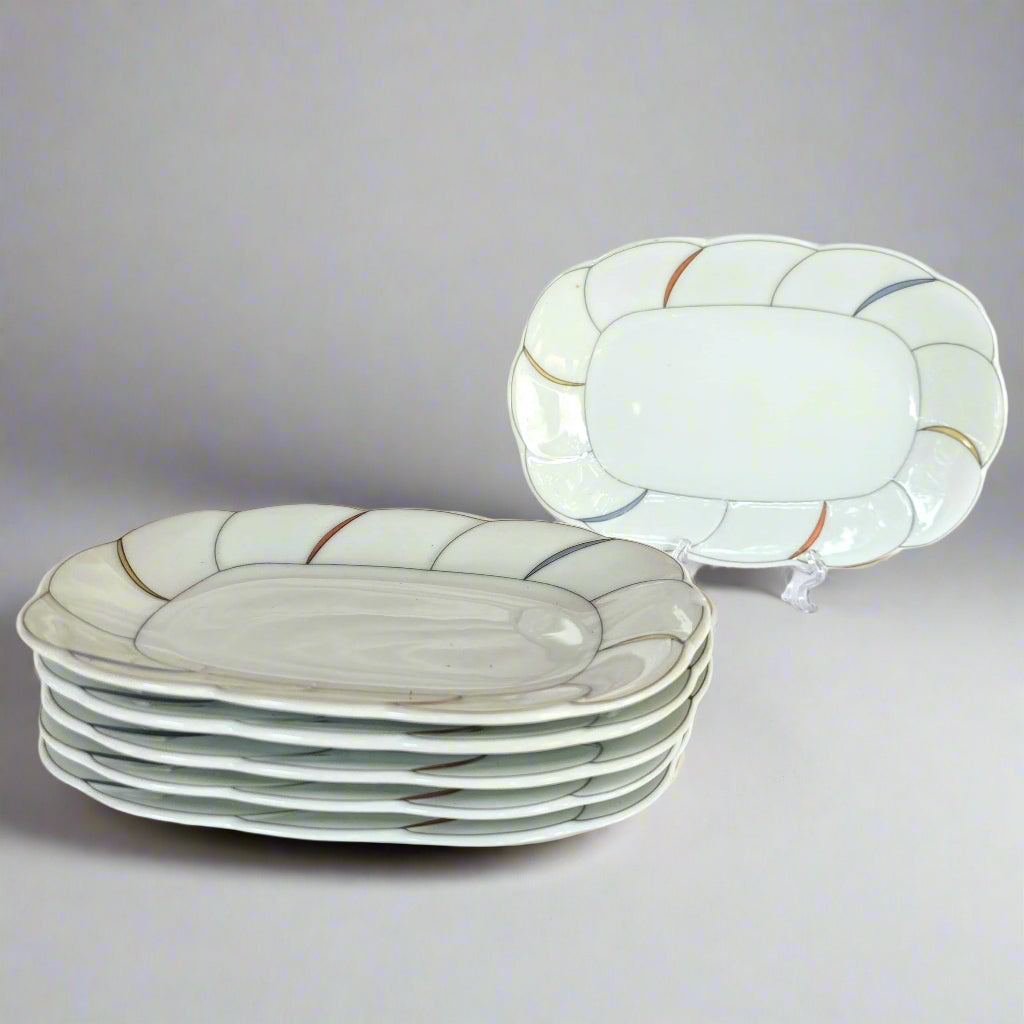 Rare White Shadow Hoya China Serving Dish. Set of 6