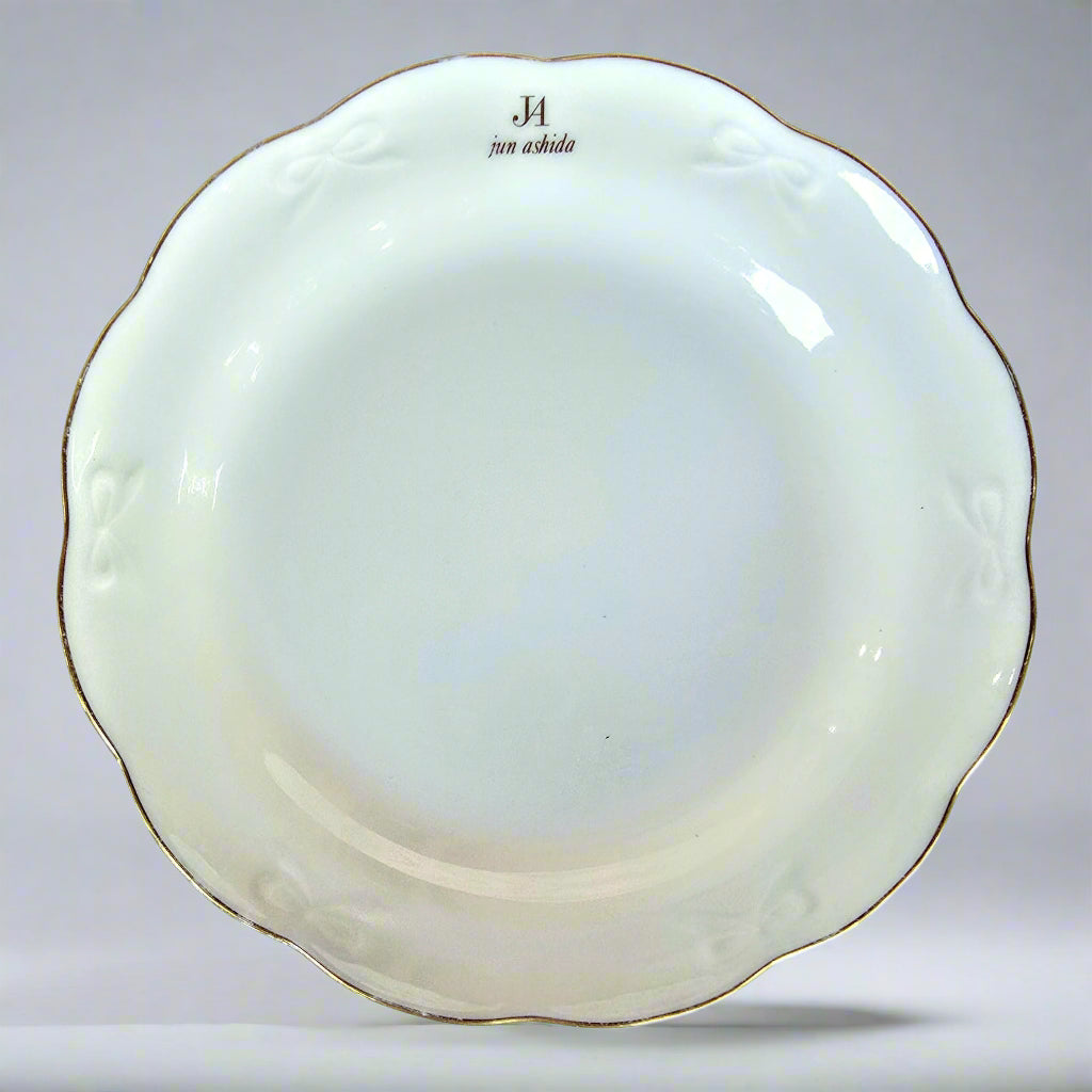 RARE Jun Ashida "MAEBATA" Porcelain Bread Plates: Gold Accent (Set of 5)