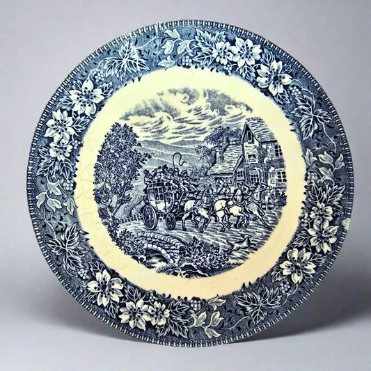Set of Hand-Painted Blue Plates