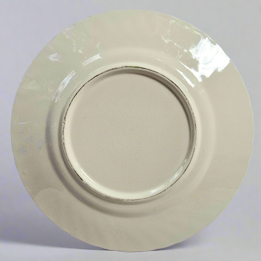 Japanese Ceramic Plate with Hand-Painted Blue Flowers