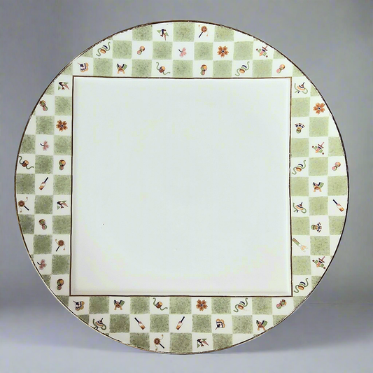 Japanese Square Plate with Green Details
