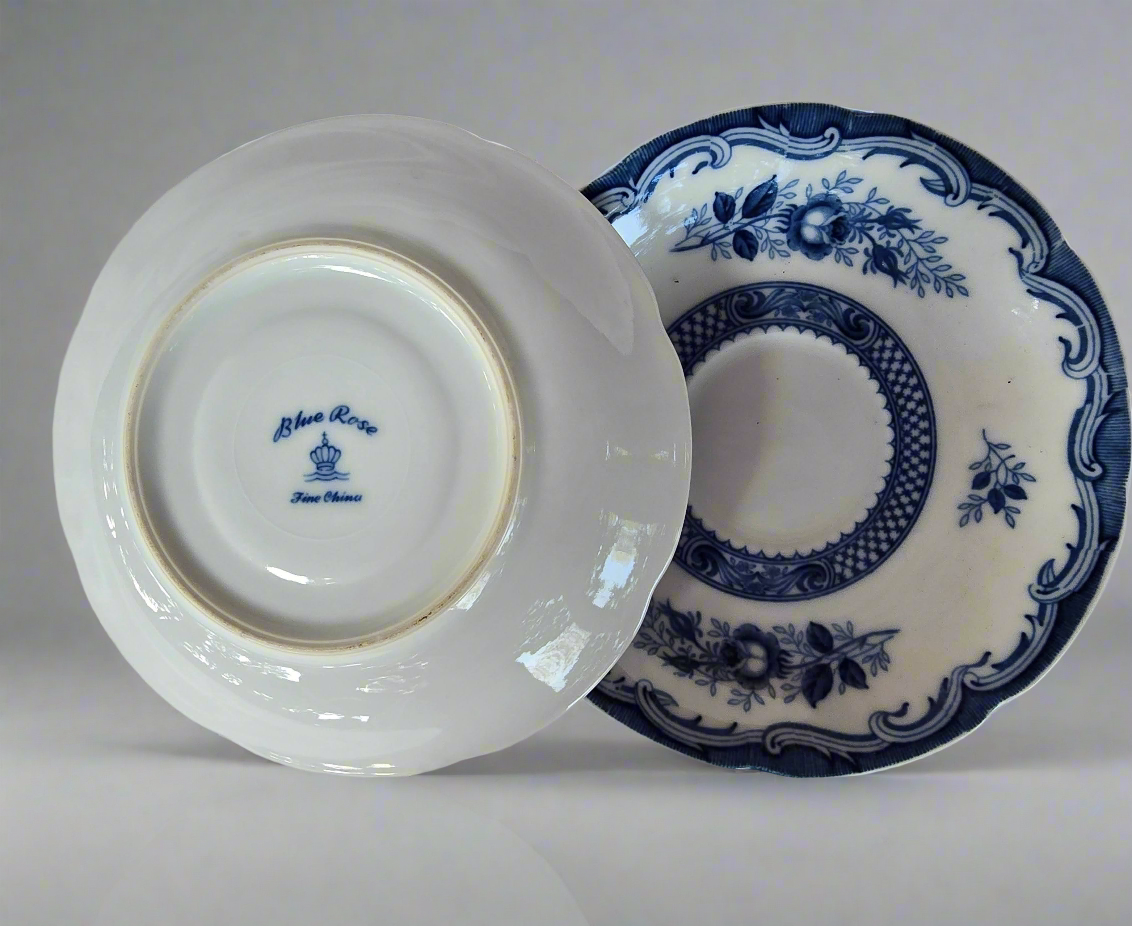 Blue Rose Fine China Hand Painted Plates
