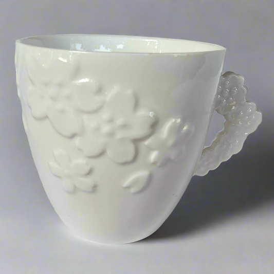 White Porcelain Flower Mug